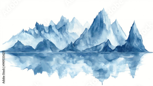 Wallpaper Mural A watercolor and ink sketch of an ice mountain landscape Torontodigital.ca