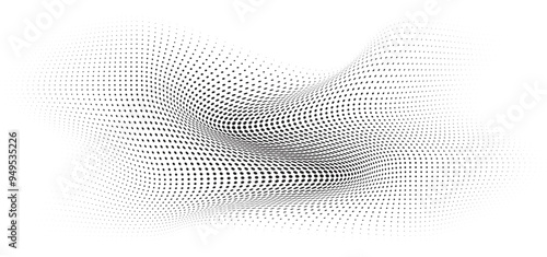 	
Flowing Wave Dot Halftone Pattern: Curve Gradient Shape on Transparent Background. Suitable for AI, Tech, Network, Digital, Science, and Technology Themes.