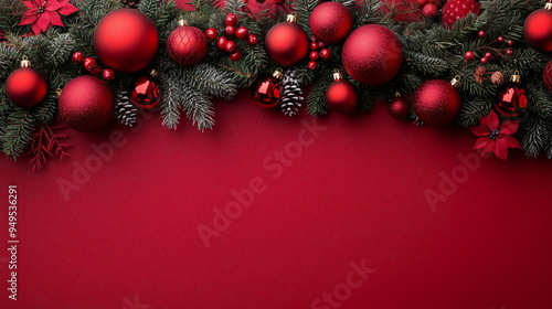Christmas Greeting Card Mockup - Elegant Red Design with Copy Space