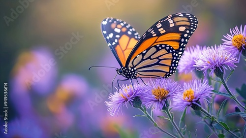 Wallpaper Mural Monarch Butterfly on Purple Flowers Torontodigital.ca