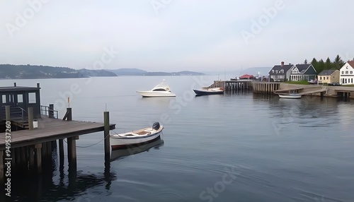 Boats Docked at a Marina with a Mountain View