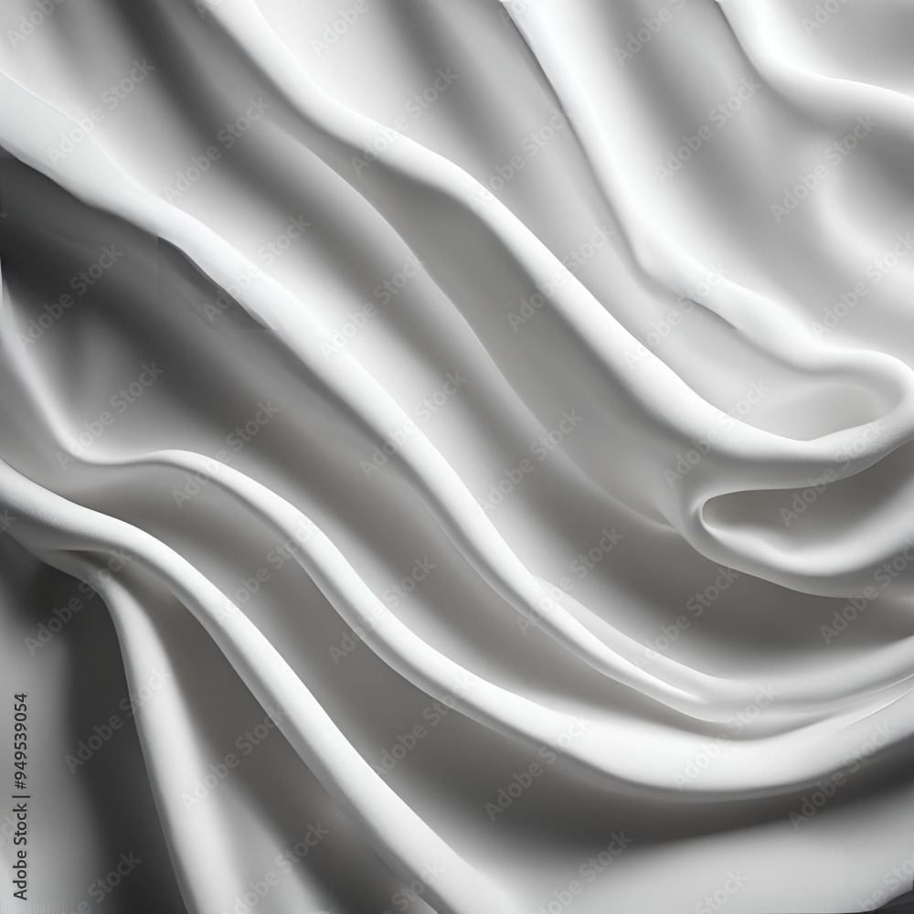 Fototapeta premium Luxurious white satin with soft, flowing drapes. Ideal for creating elegant and sophisticated designs.