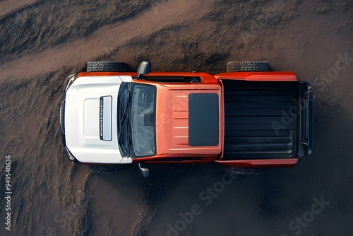 pickup truck, 4x4, off road vehicle, top view