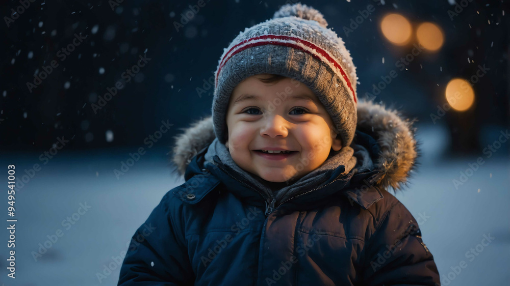 child toddler caucasian boy winter night background portrait child toddler caucasian boy winter night background portrait