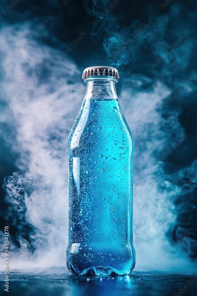Sleek Modern Carbonate Soda Bottle with Bubbles - Ultra-Realistic, High-Definition Product Shot