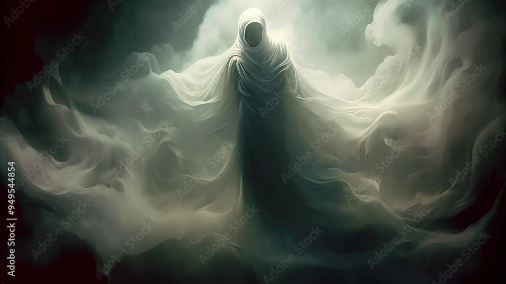 ghost in the dark with fog. Generative Ai ghost in the dark with fog. Generative Ai