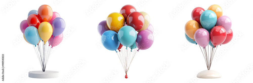 Balloons in different color arrangements isolated on transparent background Balloons in different color arrangements isolated on transparent background