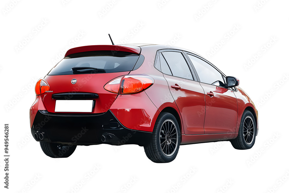 Fototapeta premium Rear view hatchback car isolated on white background