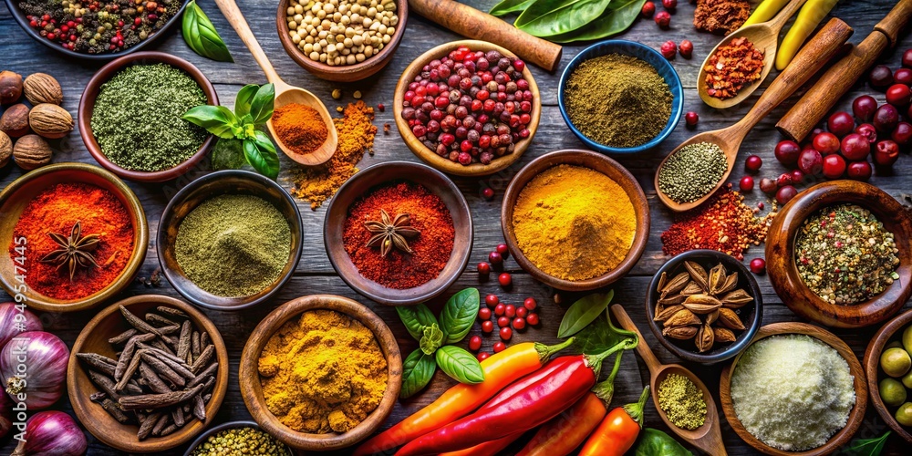An array of vibrant spices for culinary inspiration An array of vibrant spices for culinary inspiration