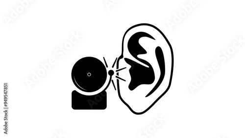 Tinnitus, Ringing in the ears , black isolated silhouette