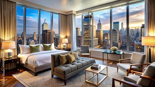 Luxury NYC boutique hotel staycations indulging modern design ambiance opulent amenities city views tranquility in the heart of Manhattan escape photo