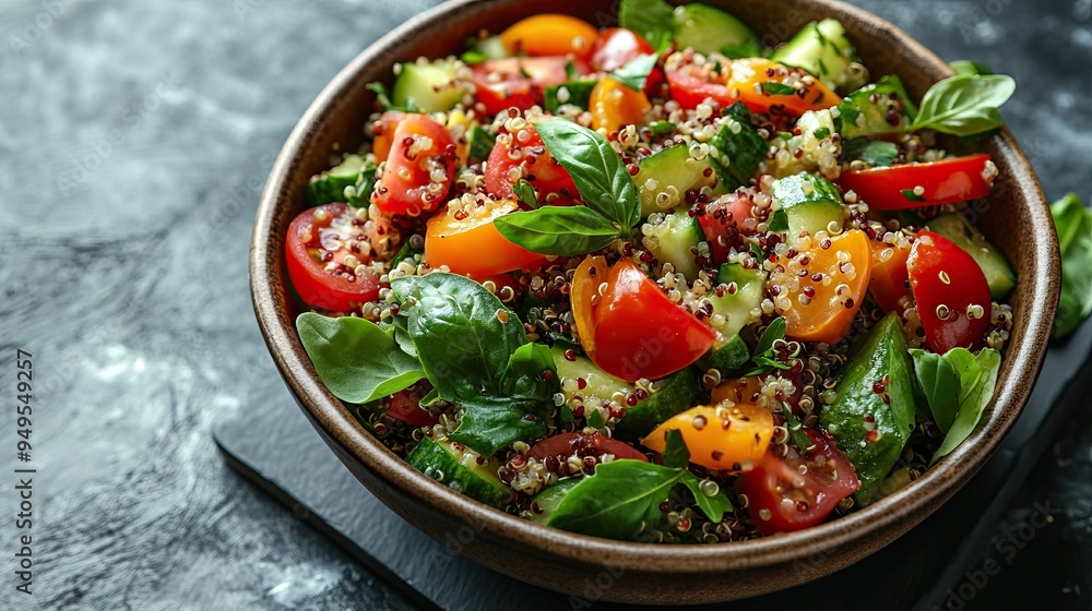 21. Bowl of quinoa salad with mixed vegetables and a sprinkle of seeds, nutrient-dense brain food, wholesome meal. 21. Bowl of quinoa salad with mixed vegetables and a sprinkle of seeds, nutrient-dense brain food, wholesome meal.