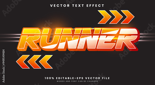 Runner editable text effect Template with Sport and Champion text style