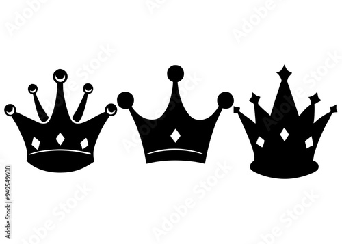 crown  set,  crown icon,vector crown silhouette 