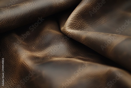 Detailed view of brown leather texture, showcasing its soft and supple quality, Soft and supple feel of high-quality leather with a matte sheen