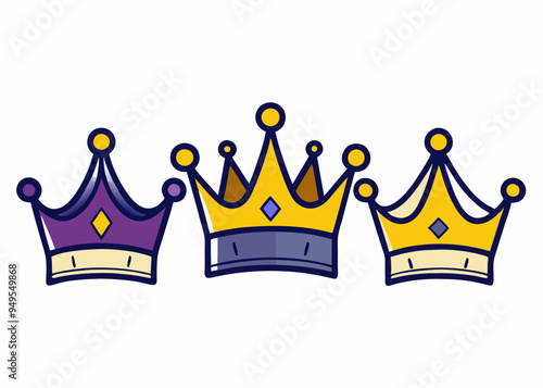 crown set, vector crown icon colorful crown, gold crown 