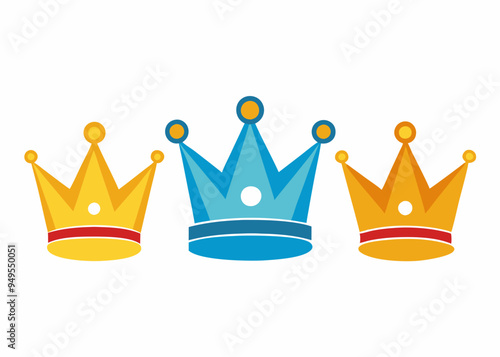 crown set, vector crown icon colorful crown, gold crown 