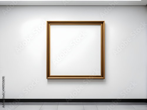 Modern Art Museum Frame Wall Clipping Path Isolated White Vector Illustration Template photo