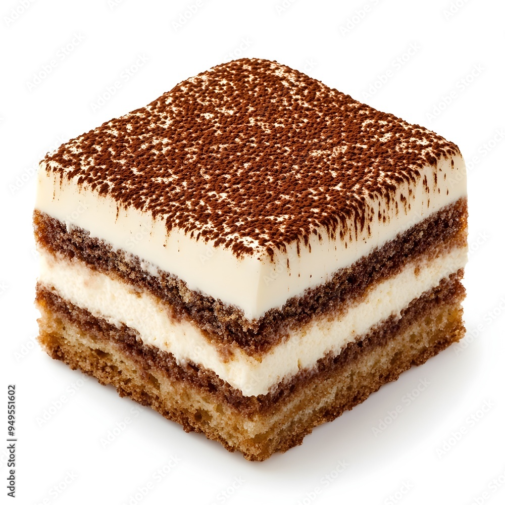 Delectable Italian Tiramisu Dessert Isolated on White Background Delectable Italian Tiramisu Dessert Isolated on White Background