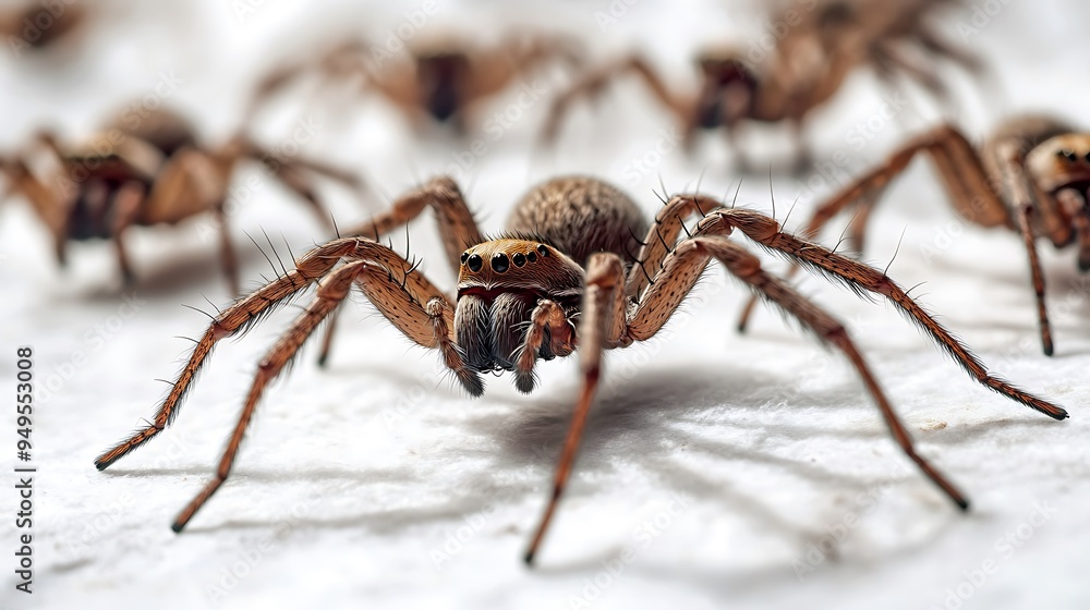 Creepy Crawling Spiders on a White Background, Perfect for Halloween. 32k, Creepy Crawling Spiders on a White Background, Perfect for Halloween. 32k,