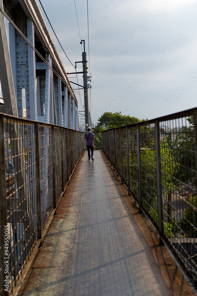 pedestrian bridge with copy space. pedestrian bridge with copy space.