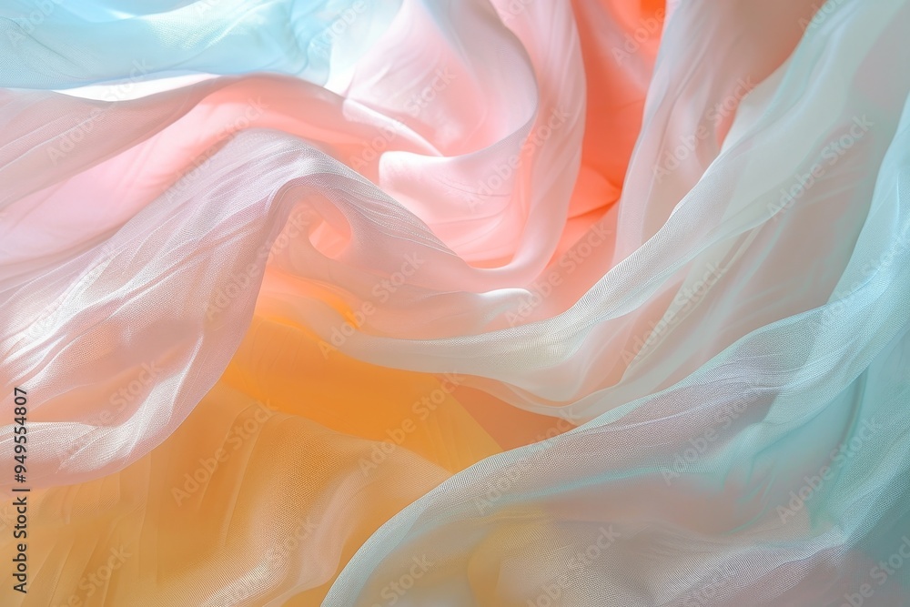 Obraz premium Detailed view of white and blue fabric with soft pastel hues blending seamlessly, Soft hues of pastel colors blending seamlessly