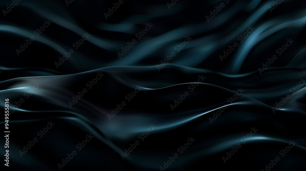 Obraz premium Abstract Black Silk Fabric Texture Background with Smooth Folds and Shadows
