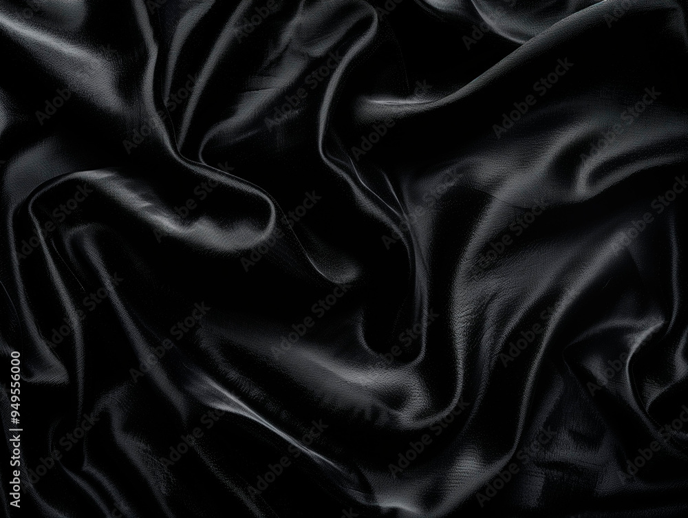 Fototapeta premium Smooth Black Silk Fabric with Rich Texture and Shadows for Luxury Background