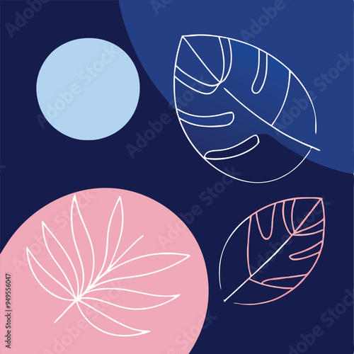 Topical Botanical Backgrounds Vector image illustration with Tree leaves