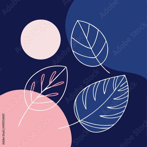 Topical Botanical Backgrounds Vector image illustration with Tree leaves