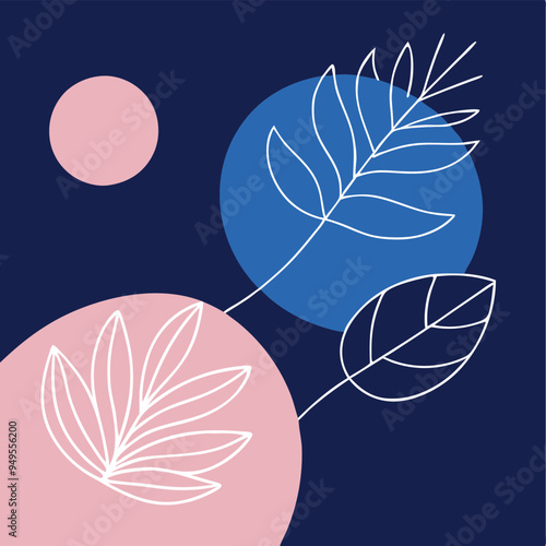 Topical Botanical Backgrounds Vector image illustration with Tree leaves