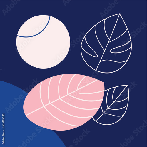 Topical Botanical Backgrounds Vector image illustration with Tree leaves
