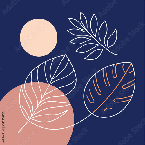 Topical Botanical Backgrounds Vector image illustration with Tree leaves