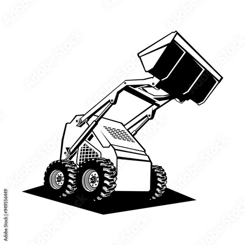 Mini Skid steer loader company logo vector image .	