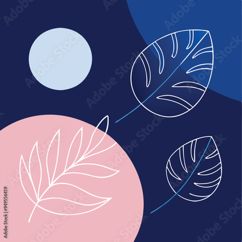 Topical Botanical Backgrounds Vector image illustration with Tree leaves