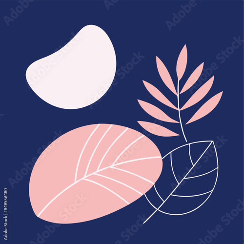 Topical Botanical Backgrounds Vector image illustration with Tree leaves