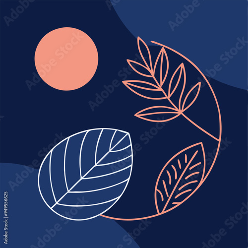 Topical Botanical Backgrounds Vector image illustration with Tree leaves