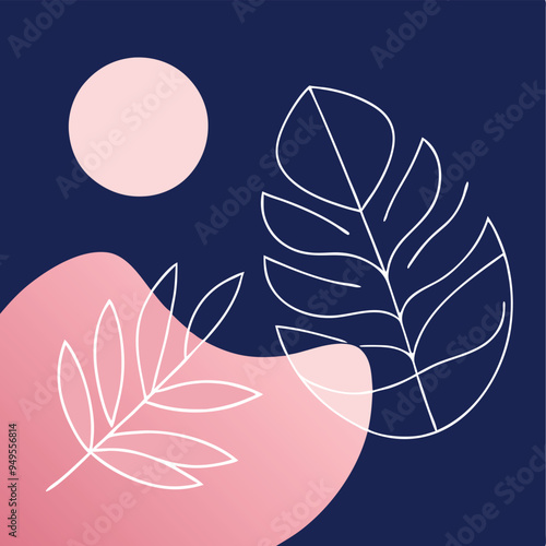 Topical Botanical Backgrounds Vector image illustration with Tree leaves