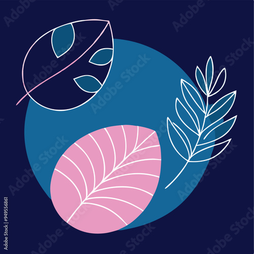 Topical Botanical Backgrounds Vector image illustration with Tree leaves