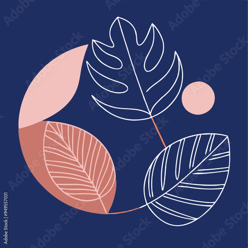 Topical Botanical Backgrounds Vector image illustration with Tree leaves