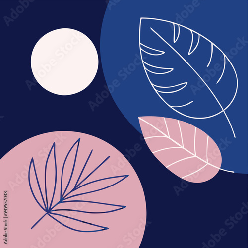 Topical Botanical Backgrounds Vector image illustration with Tree leaves