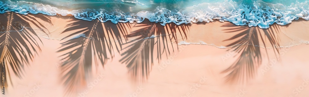 Obraz premium empty abstract sand beach with palm leaf shadow