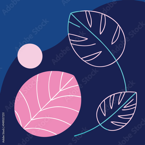 Topical Botanical Backgrounds Vector image illustration with Tree leaves