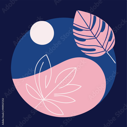 Topical Botanical Backgrounds Vector image illustration with Tree leaves
