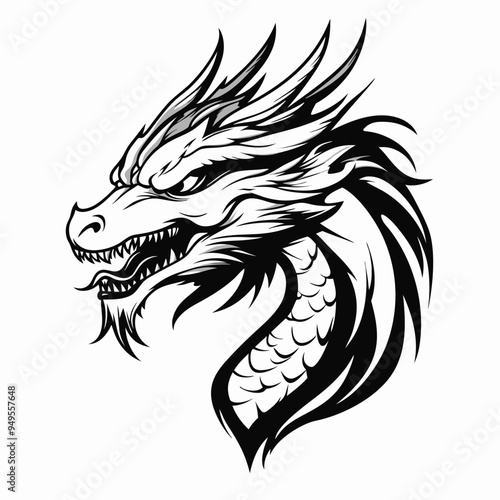 Dragon head mascot vector silhouette.