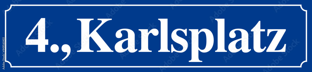 Berühmtes Wiener Straßenschild Karlsplatz mit Bezirk