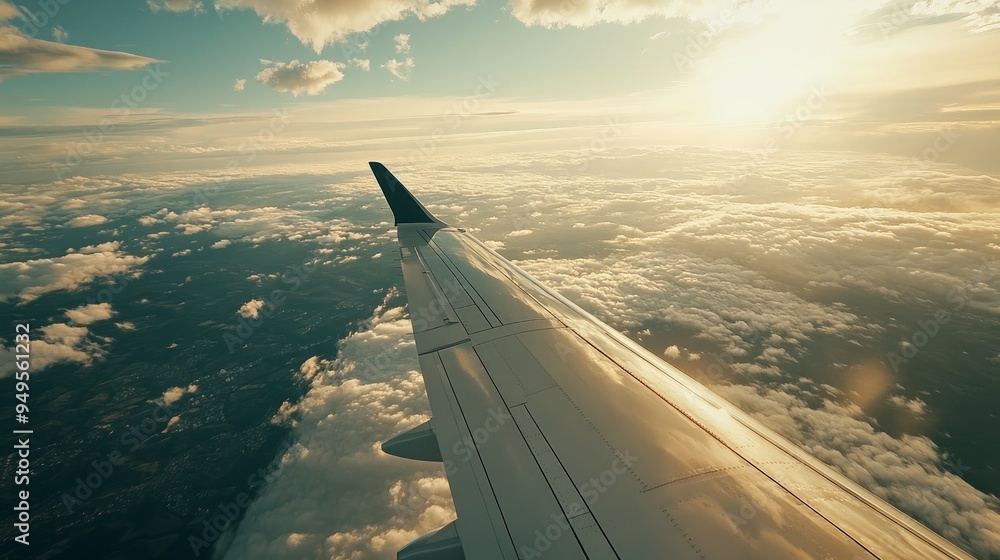 Awesome view of the Earth under the airplane wing. Amazing landscape is visible through airplane window. Traveling by plane. Flying in the sky among clouds. Awesome view of the Earth under the airplane wing. Amazing landscape is visible through airplane window. Traveling by plane. Flying in the sky among clouds.