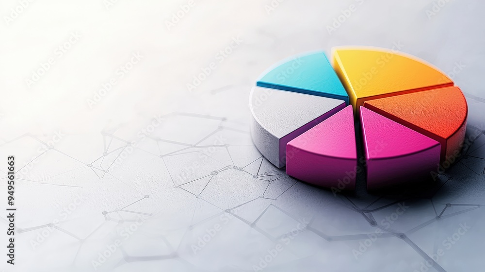 Obraz premium A colorful pie chart showing increased fuel expenses with a clean, minimal background and an elegant digital pattern