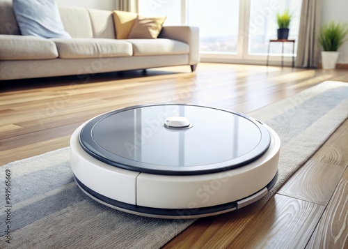 "Sleek robotic vacuum cleaner isolation concept futuristic minimalist tech sleek modern design smart home automation automation independence 