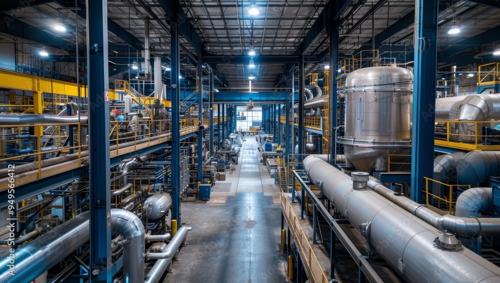 Industrial Factory Interior with Pipes and Catwalks Industrial Factory Interior with Pipes and Catwalks